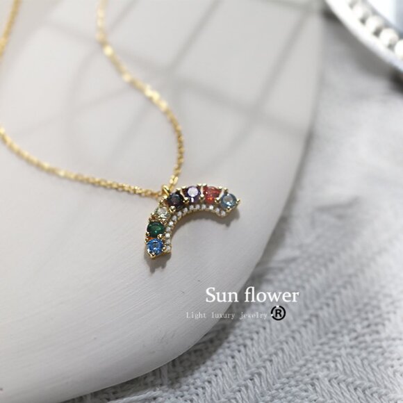 New 18k yellow gold colorful crystal necklace pendant - Picture 6 of 6